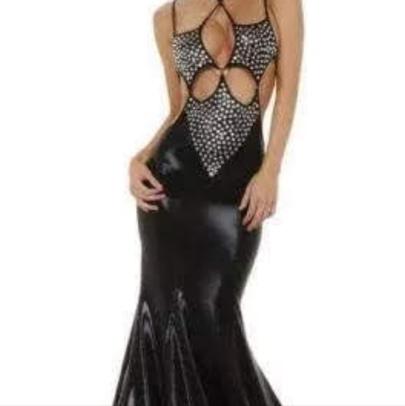 Dresses & Skirts - Sexy black stretchy feather and rhinestone dress wedding club prom unique party